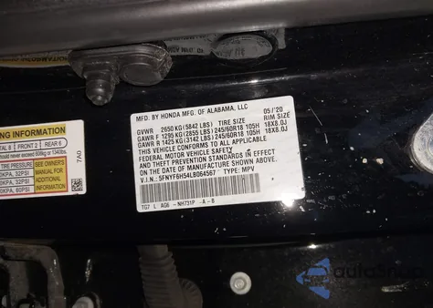 2020 Honda Pilot Awd Ex-L из США, поврежденный, VIN 5FNYF6H54LB064567